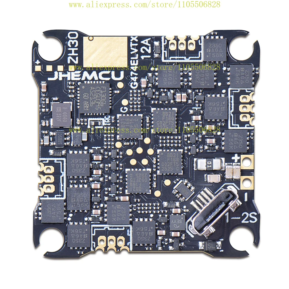 JHEMCU G474ELVTX AIO ICM42688-P OSD 8MB Black Box 5V/1.5A BEC Built-in ELRS 2.4G Receiver 5.8G VTX 12A ESC for RC FPV Drone