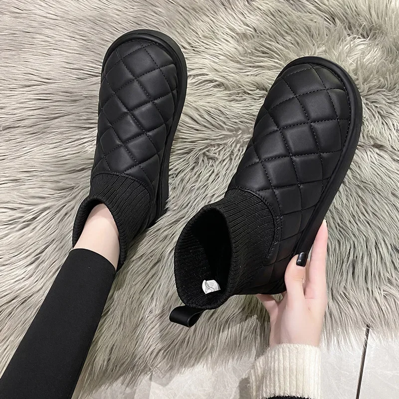 2024 New Snow Boots Women\'s Velvet Thickening Winter Fashion Short-tube Slip-on Warm Bread Cotton Shoes Winter Boots Women Boots