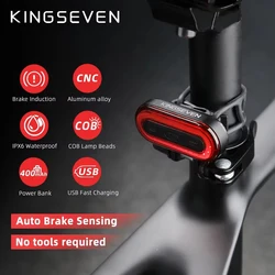 KINGSEVEN Mini Bicycle Light Smart Brake Sensor Rear Tail Light LED Bicycle Headlight Cycling Flashlight MTB Taillight