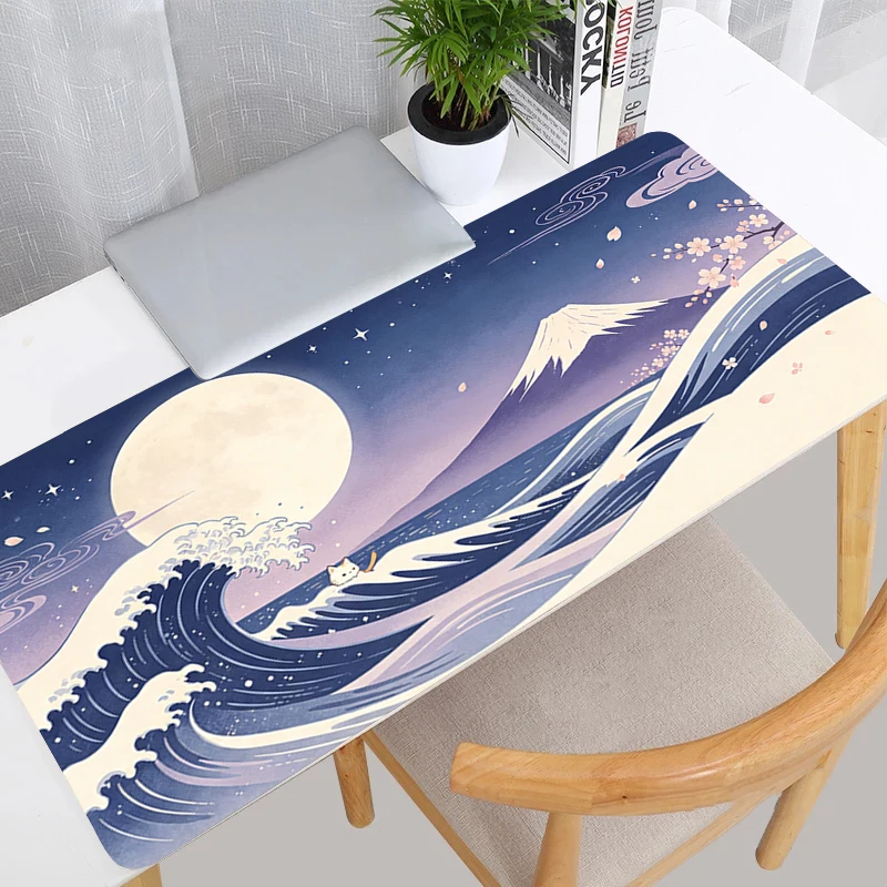 Mouse Pad pink Extended Mousepad Japanese ukiyo-e style Office Carpet Non Slip Gamer Desk Mat Gaming Mouse Mat Smooth Surface