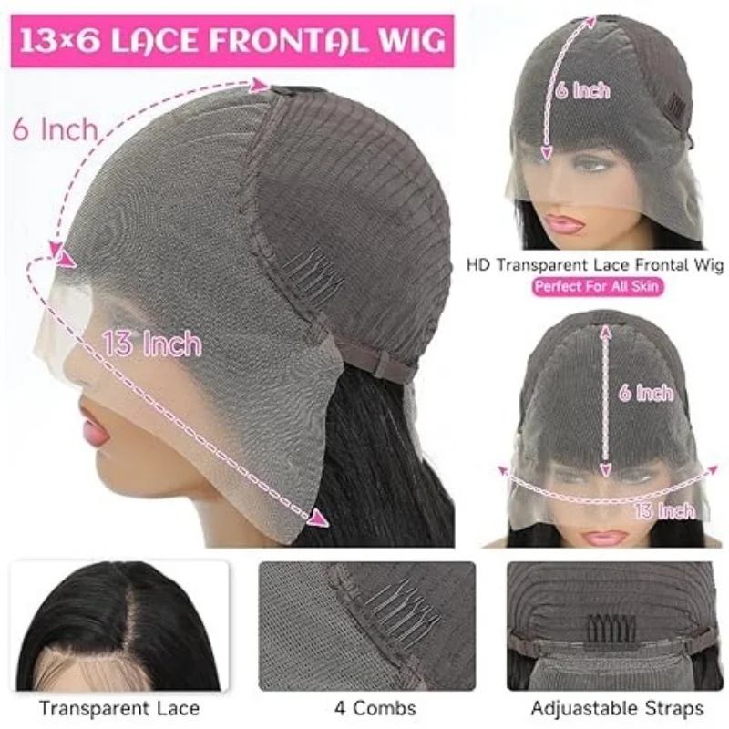 วิกผมลอนธรรมชาติจากผมมนุษย์แท้ 100% คุณภาพสูง วิกผมหน้าผากลูกไม้ HD 13x6 ความหนาแน่น 250% ผมบราซิลแท้ ยาว 40 นิ้ว