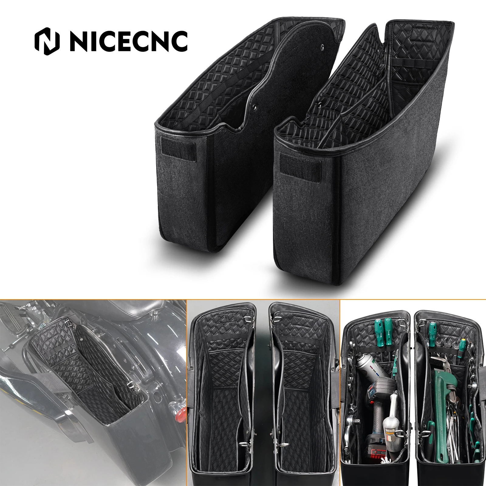 2x SaddleBags Organizer Liner Bottom Inserts Bags for Harley Street Glide Road King/Special Ultra Limited CVO Limited 2014-2021