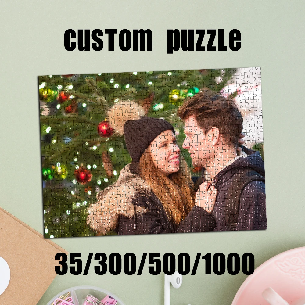 35/300/500/1000pcs Personalized Custom Photo Couple Puzzle Multiple Sizes Available DIY Handmade Puzzles Photo Wall Art
