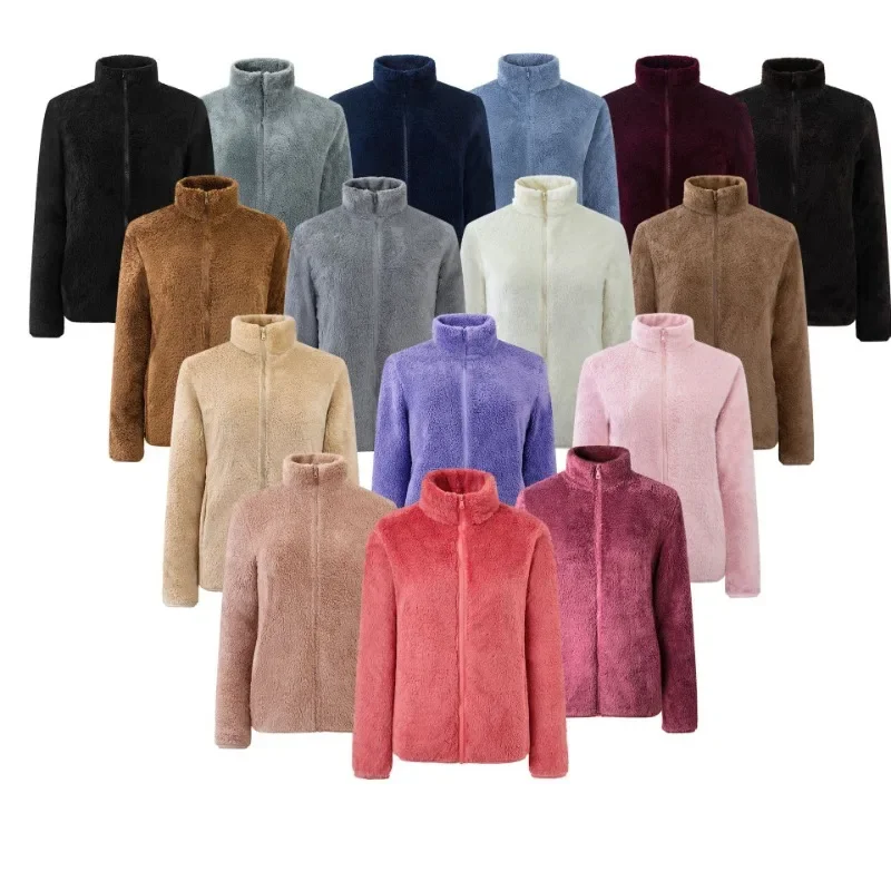 Women's Polar Fleece Coat, Double-Sided Fleece Top, Thick and Warm, Long-sleeved