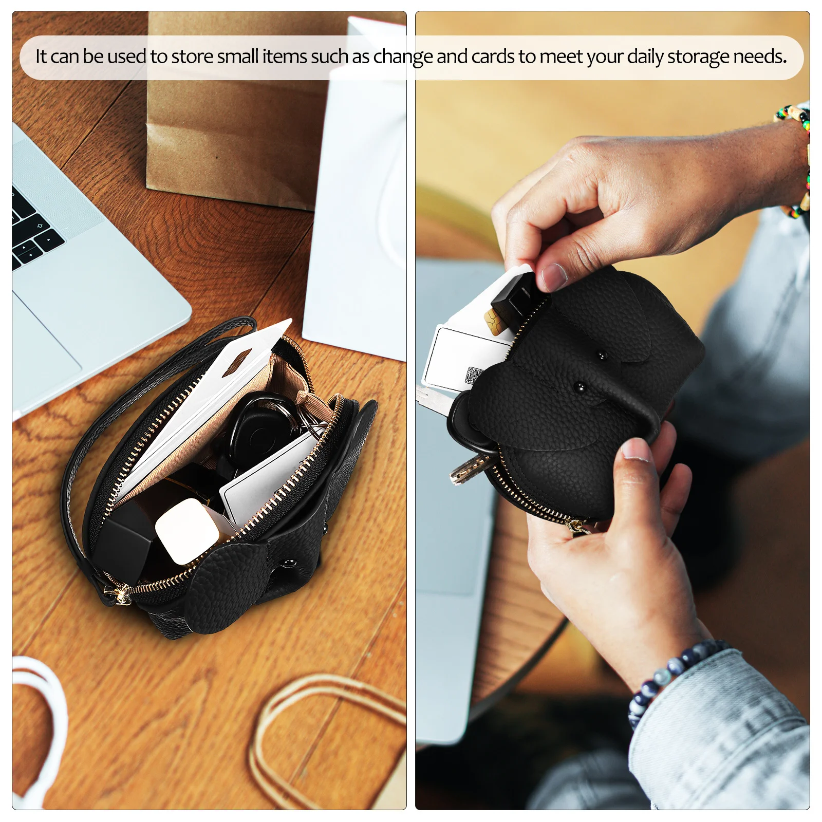 

Elephant Coin Purse Zipper Small Wallet Portable Card Holder Women Change Purse Lightweight Clutch Organizer for Coins Cards