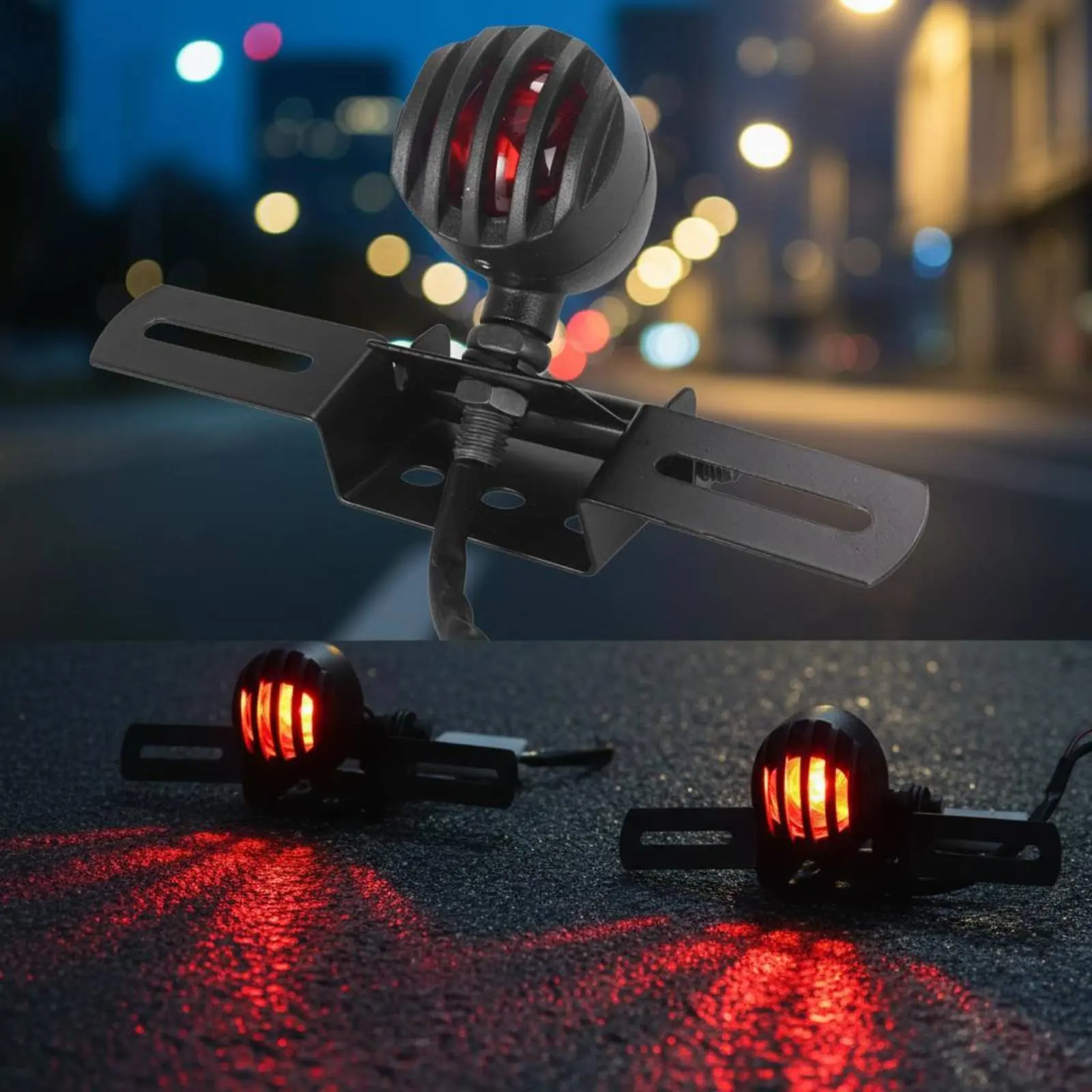 

Retro Motorcycle Tail Lamp Metal Housing Registration Plate Tail Lamp Vintage Motorcycle Stop Lamp 12V Universal Fit