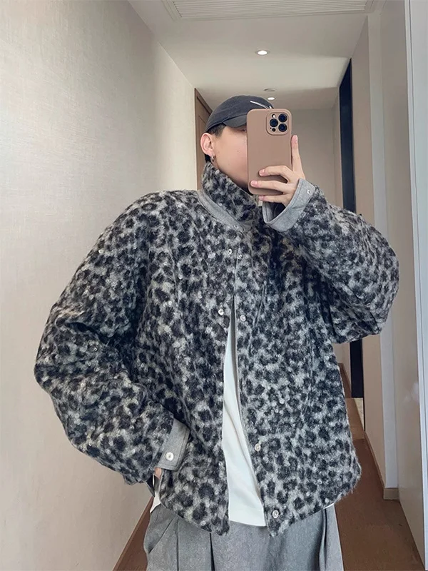 

ex Loose Fit Double-Sided Wear Autumn Winter Jaet Large Size 300 Pou Trendy Brand Anti-Cold Cement ey Leopard Prin...