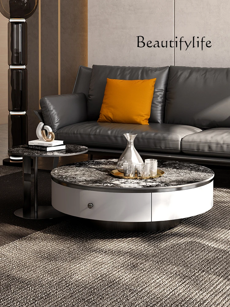 Italian Stone Plate Side Table Light Luxury High-End Sofa Corner Table Designer Square Simple Living Room Coffee Table