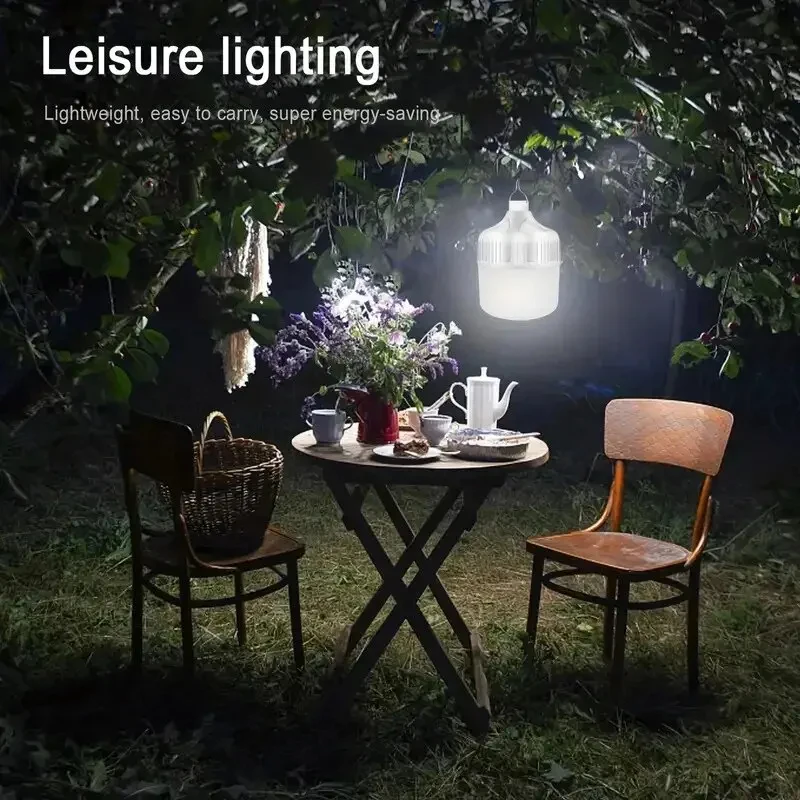 Ampoule LED étanche et Rechargeable, lumière d'urgence à intensité variable, pour tente de Barbecue en plein air, lumière de jardin et de cour