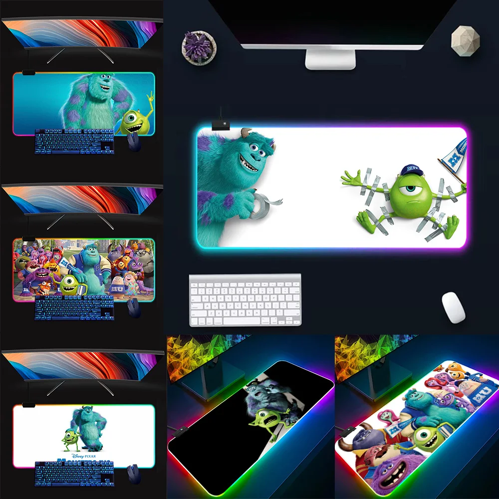 

Monsters, Inc RGB Pc Gamer Keyboard Mouse Pad Mousepad LED Glowing Mouse Mats Rubber Gaming Computer Mausepad