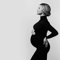Maternity Dress Gown for Photo Shoot Black Turtleneck Photography Long Sleeve Bridesmaid Pregnancy Women Clothes For Pregnant