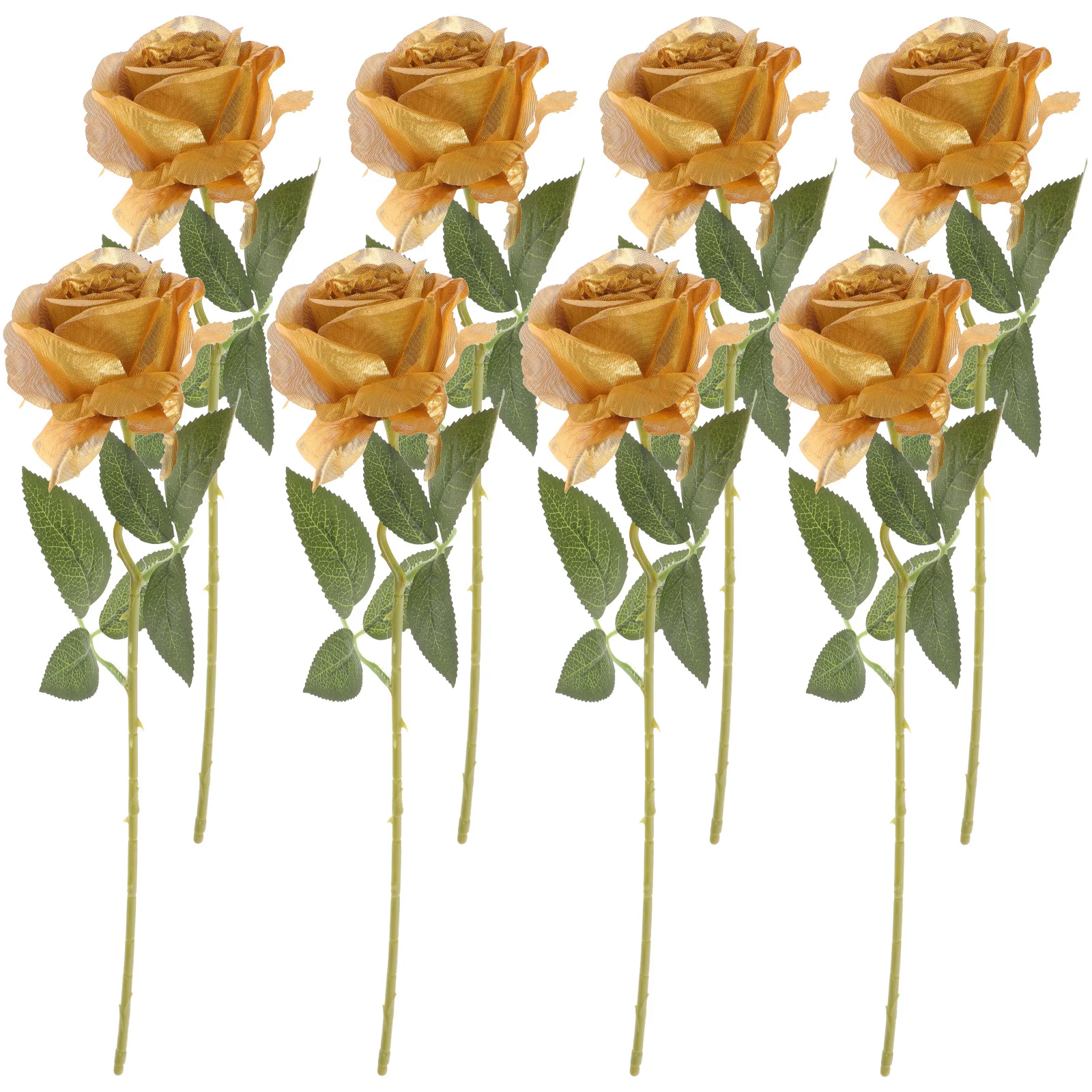 

8Pcs Simulation Gold Rose Artificial Flower Home Decorative Fake Flowers Wedding Bouquet Party Favor Decoration