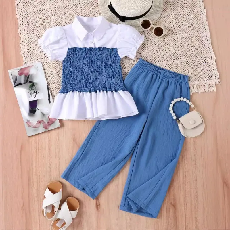 

7, 8, 9, 10, 11, 12, 13, 14 лет, летние комплекты одежды для девочек, новый модный топ + длинные штаны, 2 шт., костюмы для девочек, подарок на день рождения, детская одежда