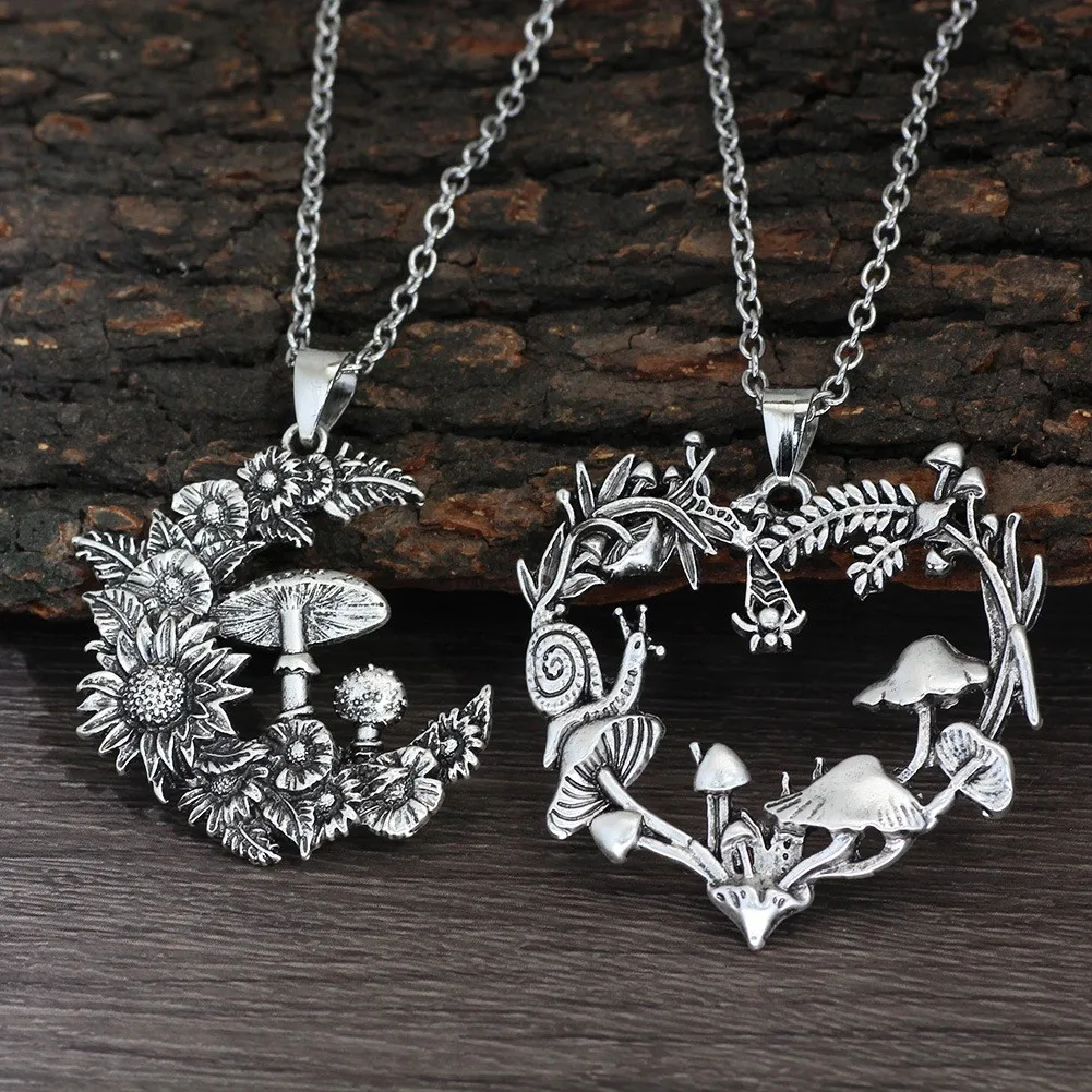 Vintage Witch on Moon Pendant Necklace Tone Enchanted Witchy Jewelry Gothic Boho Magic Amulet for Halloween Festival Gift