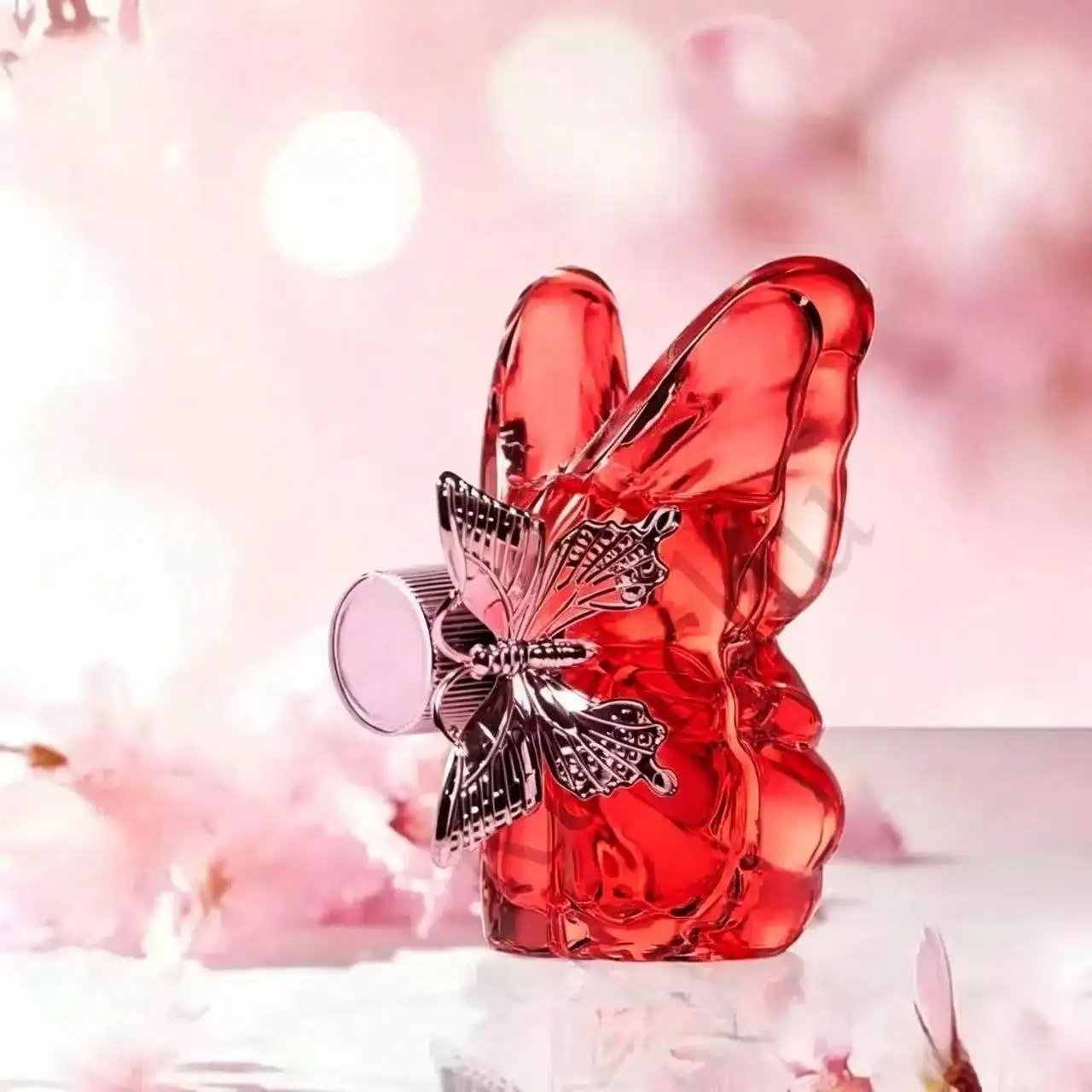 Butterfly Shape Eau De Parfum for Women | Luxury Red Glass Bottle with Pink Gold Accents | Long Lasting Floral Fragrance | Perfect Gift for Her