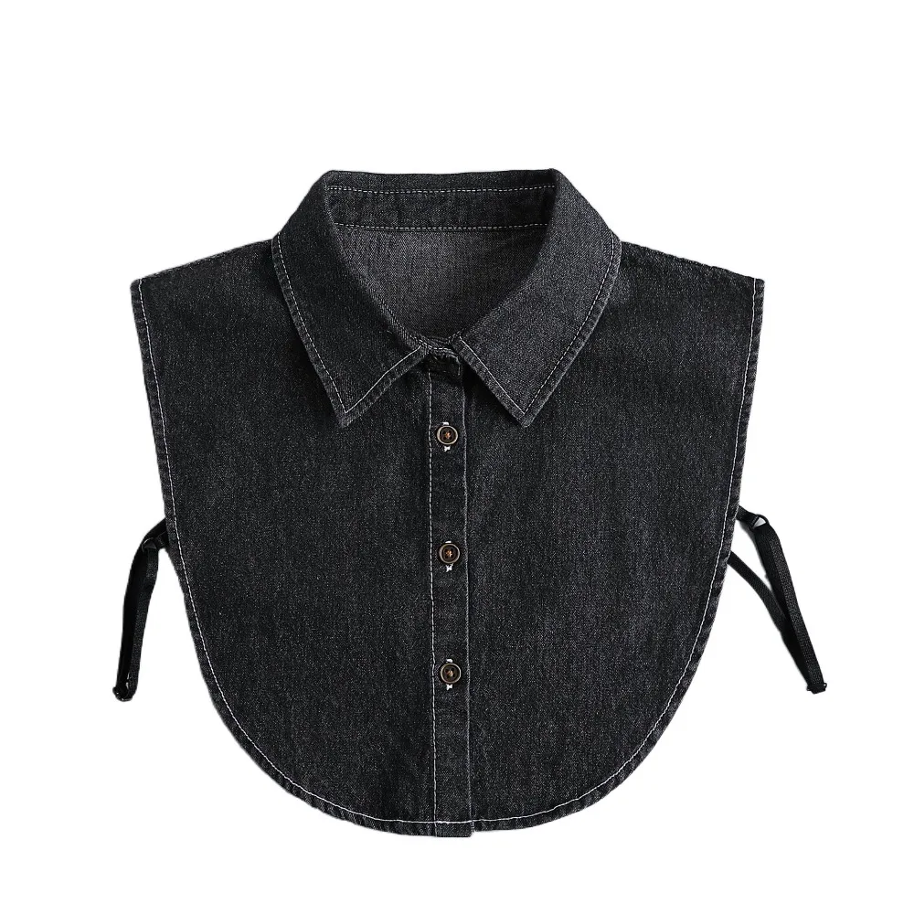 

Adjustable Straps Denim Fake Collar Korean Style All-match Detachable Collar Round Neck Solid Color Shirt Collar Autumn Winter