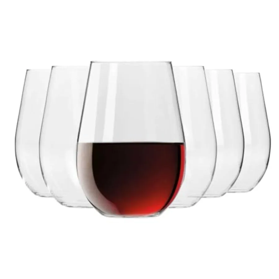 

Steml Wine Glasses for Red or White Wine, Set of 6, 19.6 oz, Harmony Collection, Perfect for a Veriety of Drinks, Made in Europ