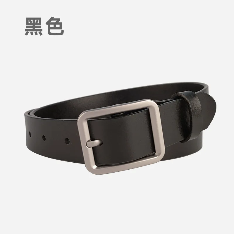 本革ベルト スクエアバックル 韓国風 おしゃれベルト 万能 黒 女性 ハイエンド
