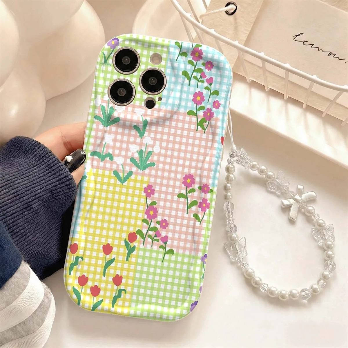Wrist Strap Purple Lavender Plaid Phone Case For Samsung Galaxy S25 S26 S23 Plus Ultra A56 A55 A57 A37 A07 A17 A27 Lanyard Cover