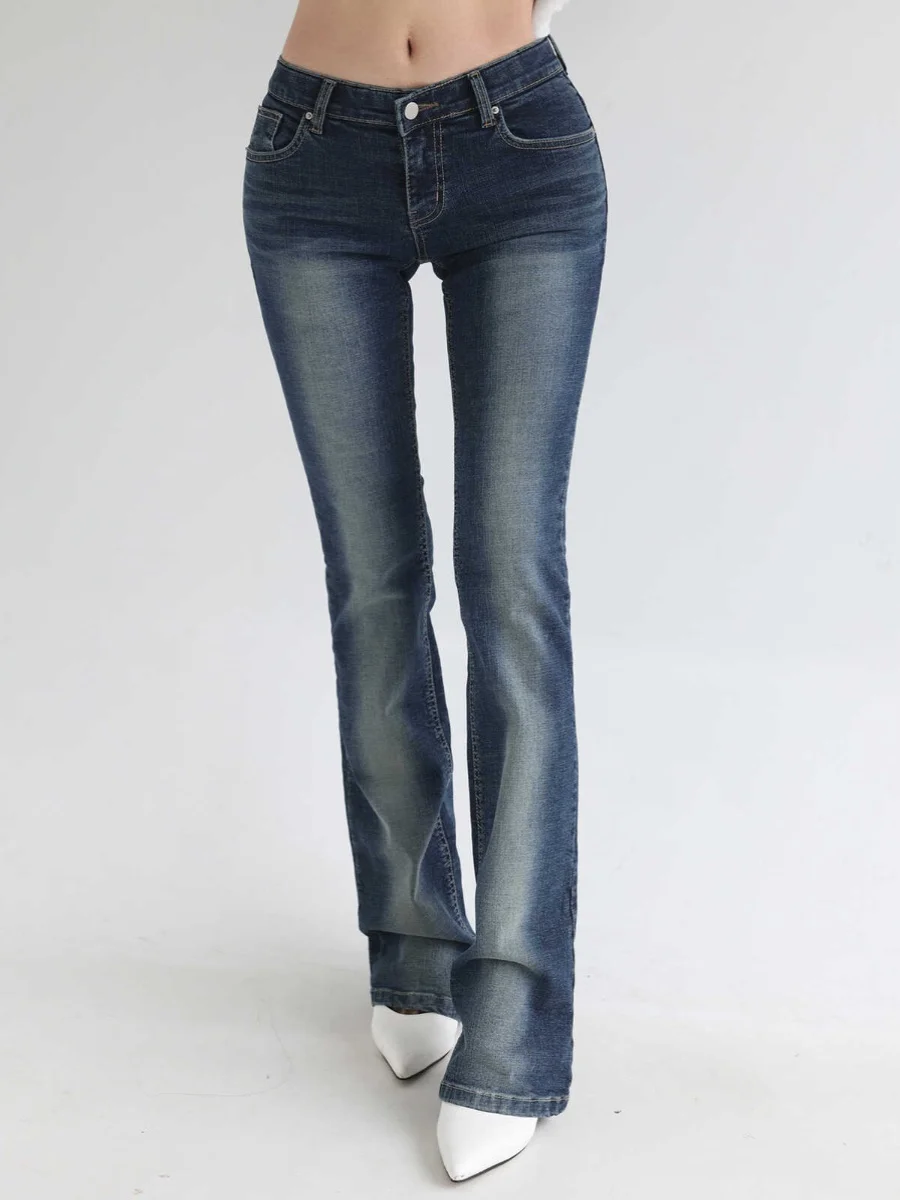 

Джинсы Bootcut с низкой талией, женские утягивающие хлопковые эластичные джинсовые брюки средней длины, длинные брюки с высокой талией, винтажные брюки