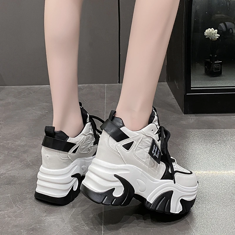 High Platform Sneakers Women 2023 Thick Sole Sports Ladies Trainers Vulcanized Shoes Woman Chunky Sneakers Zapatillas Mujer 10CM