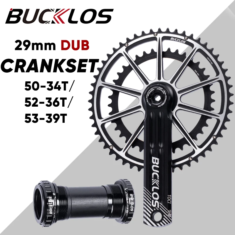 

BUCKLOS Road Bike Crankset 50-34T 52-36T 53-39T DUB Crankset 8/9/10/11S Aluminum 165/170/175mm Bicycle Crank Set Cycling Parts