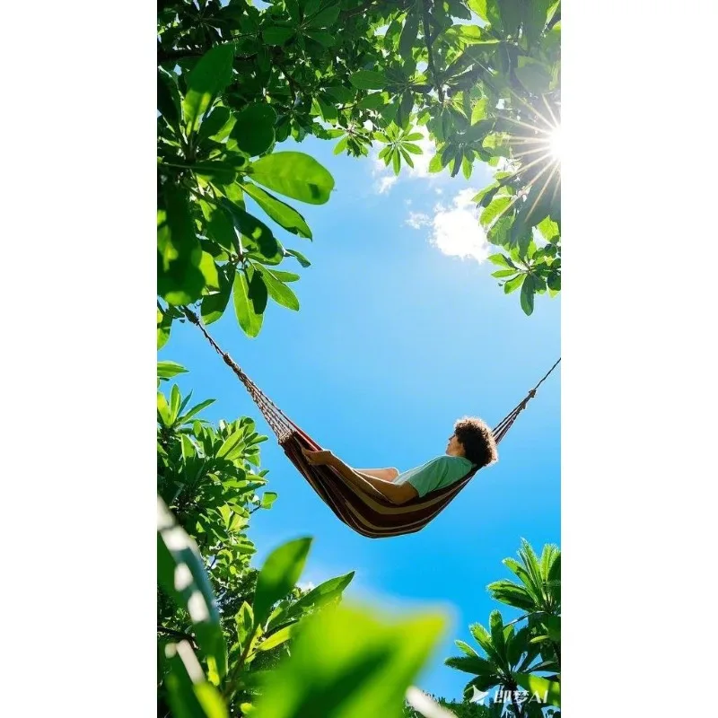 Outdoor Single Rainbow Stripe Hammock Canvas Cotton Swing Anti‑rollover Hammock for Travel Camping