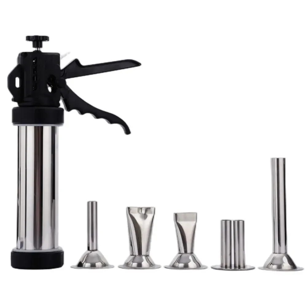 

Инструмент для небольшой колбас из нержавеющей стали, быстрый наполнитель колбасы, 1,5 фунта с 5 насадками, кухонный инструмент для барбекю для домашнего или коммерческого использования