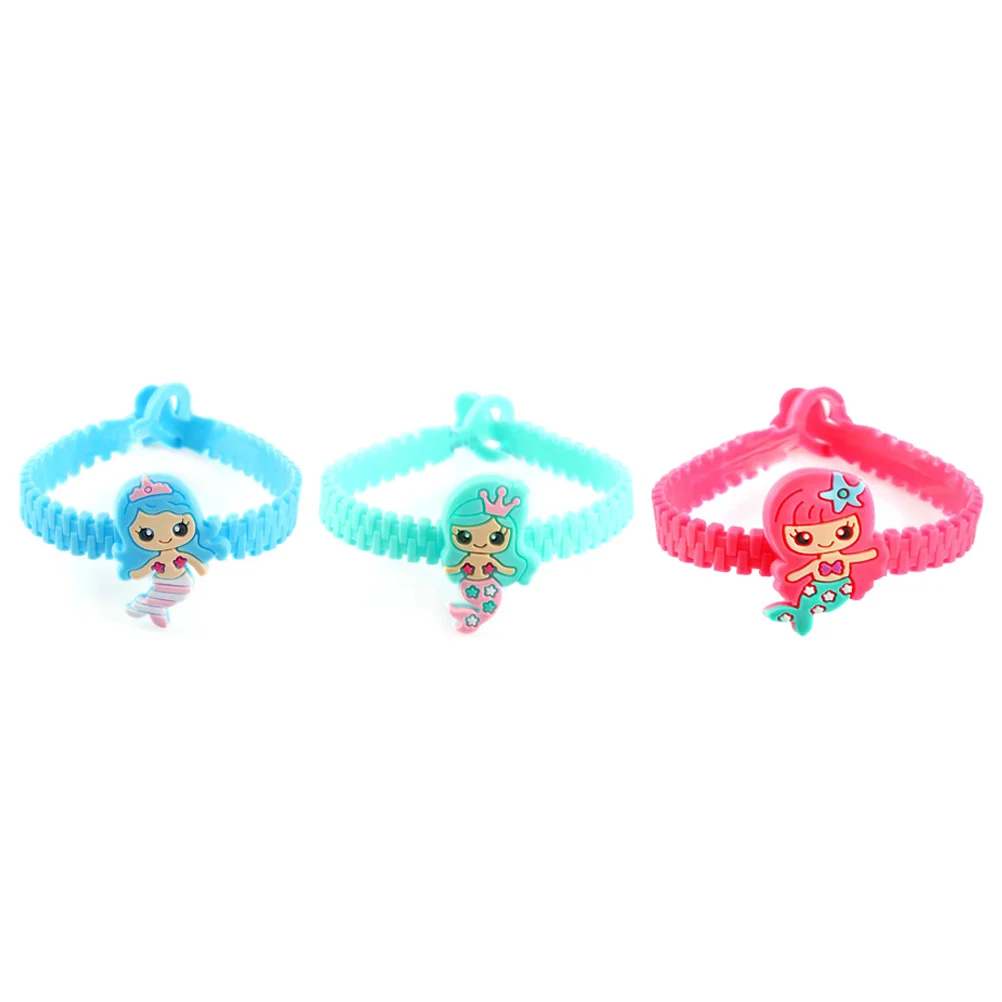 12 Uds. Pulseras de silicona para niños, pulsera de moda, accesorios de fiesta, anillo de mano de sirena, pulseras de silicona