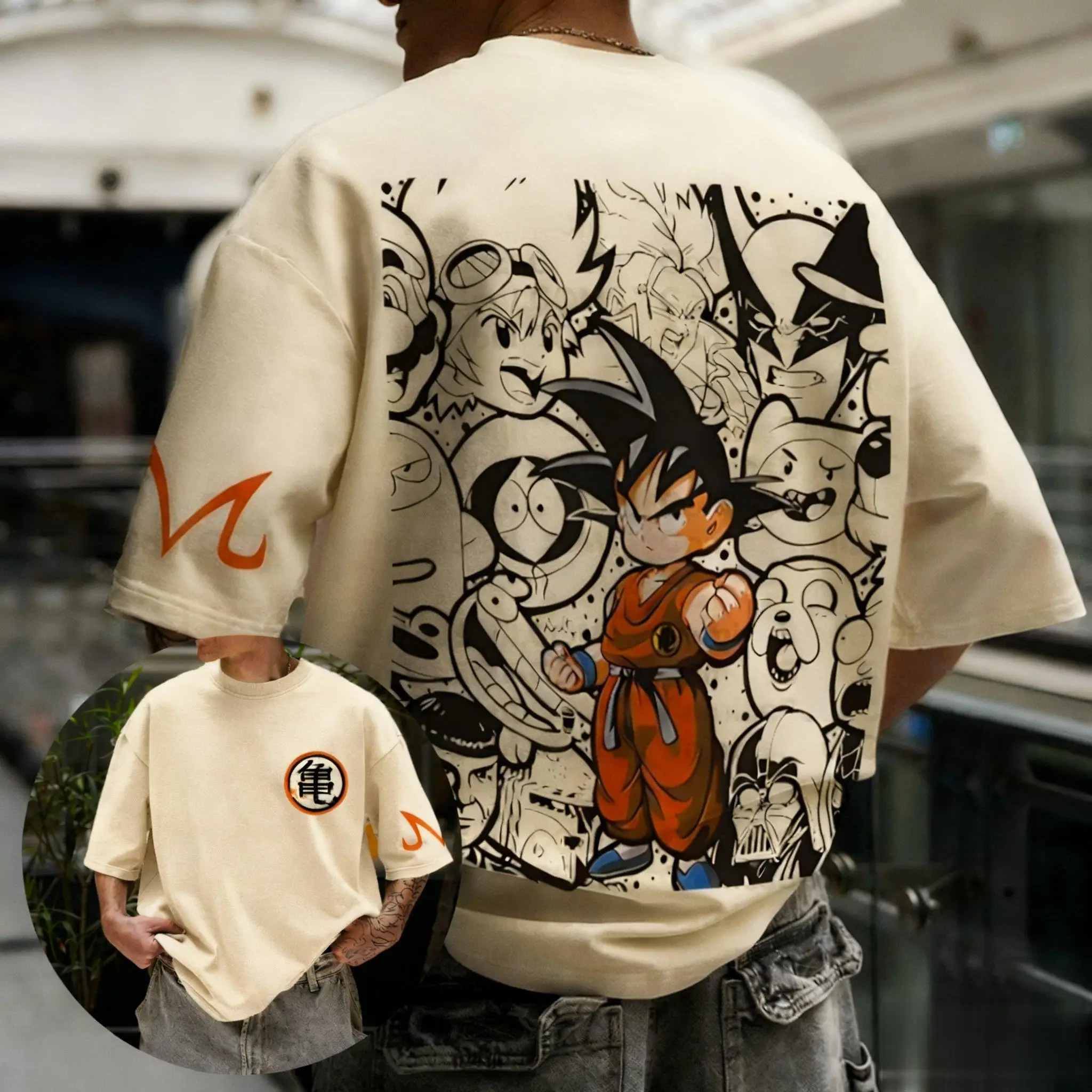 2026 Summer Dragon Ball Retro Pure Cotton Fitness T-shirt Men's Oversized Short-sleeved Family Unisex Children's Casual Shirt