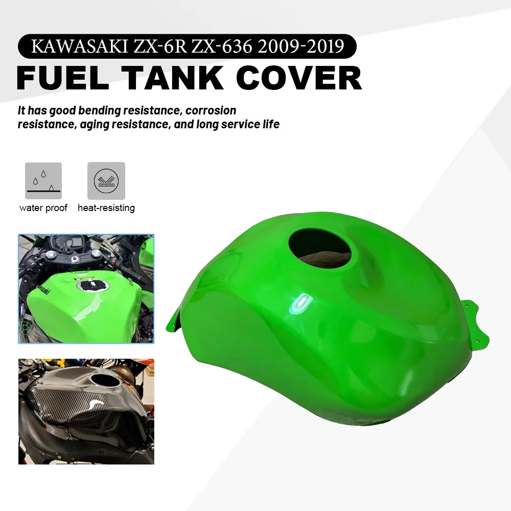 

Крышка топливного бака из АБС-пластика для мотоцикла, зеленая крышка бака, для Kawasaki ZX-6R ZX6R ZX-636 2009-2019, защитные аксессуары для мотоциклов