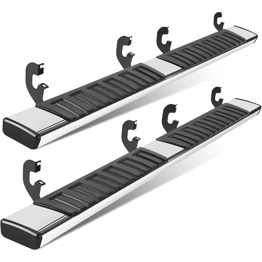 

6 подносов для Chevy Silverado 1500 Crew Cab 20192025 с зеркальной отделкой, боковые ступеньки из нержавеющей стали для легкого входа и Ex