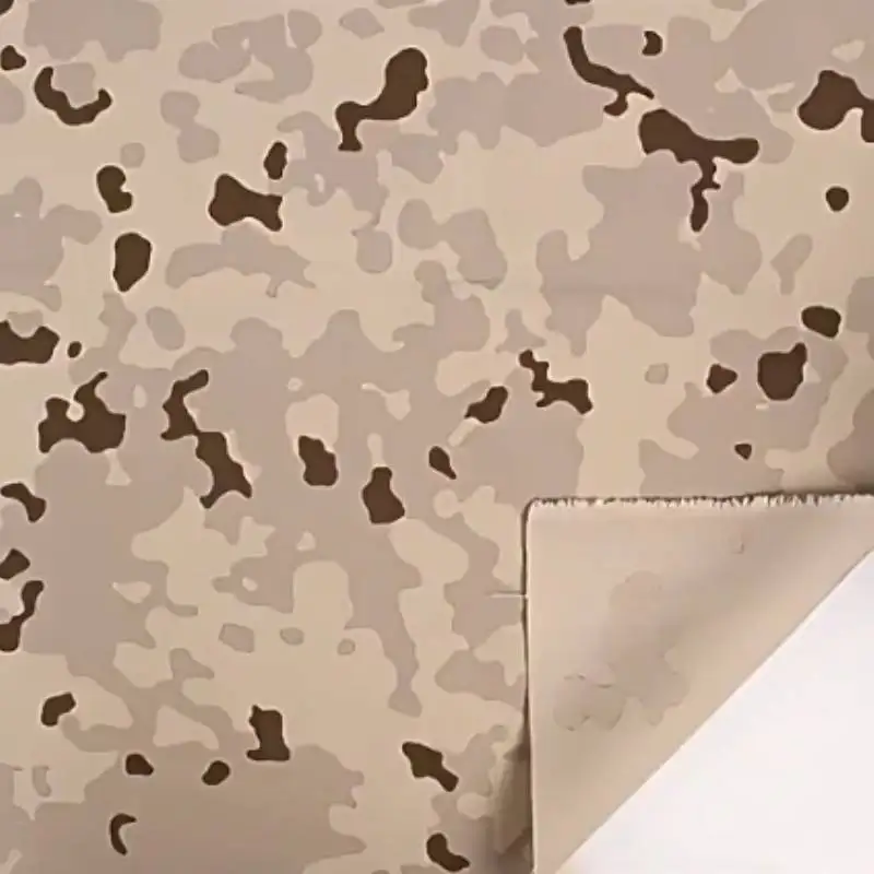 Nylon Cotton German Tricolor Desert Camouflage Plaid Fabric NC5050 Wear-Resistant Splash-Proof Camo Cloth for DIY Clothes Bags