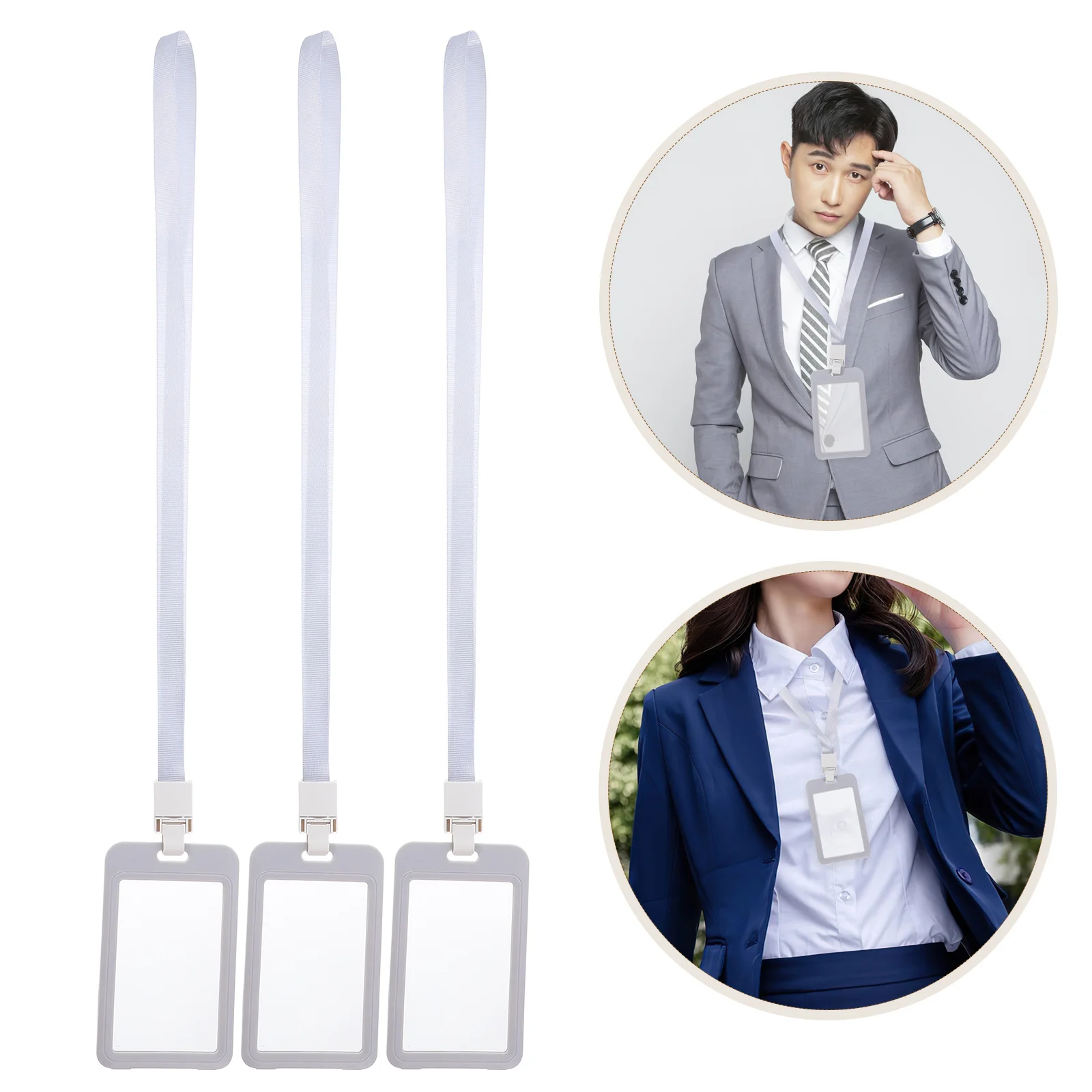 

5Pcs Dual Sided Id Badge Holders with Lanyard Clear Protective Case for Employee Student Professional Lanyard Holder