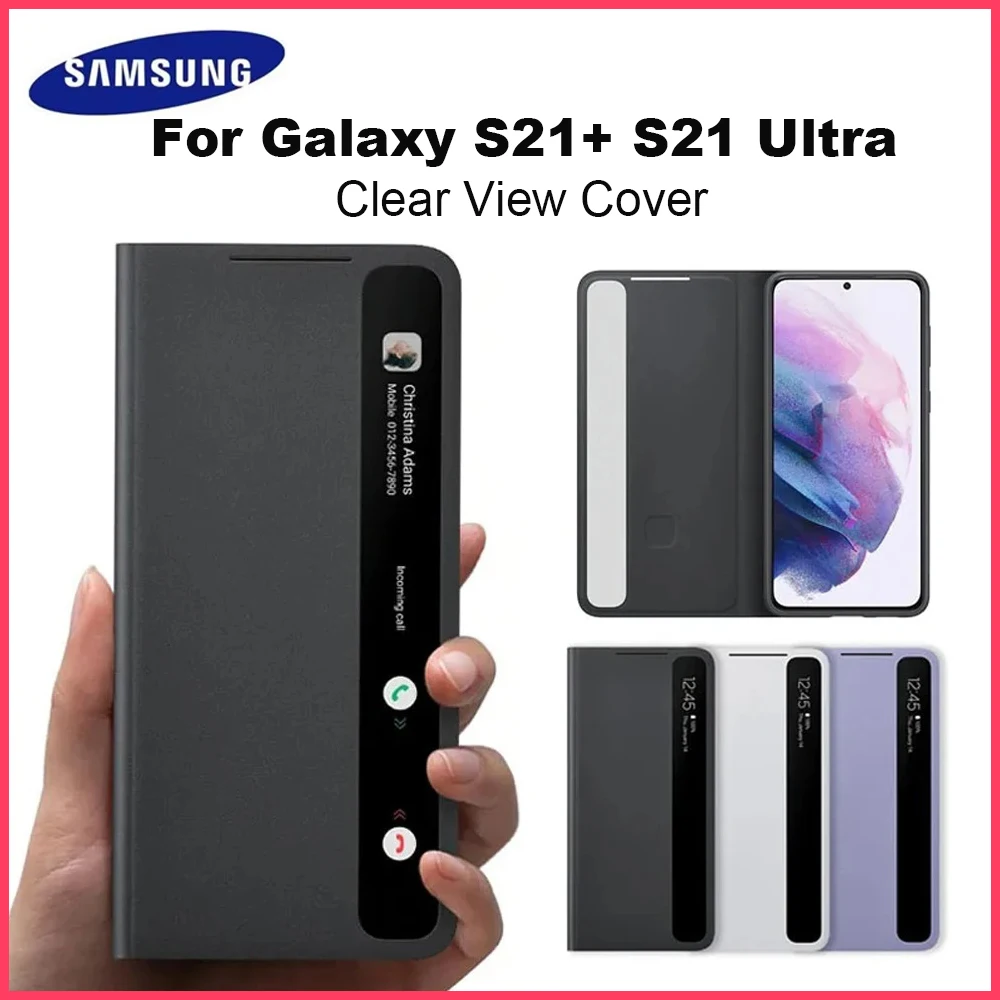 Original Samsung Mirror Cover Clear View Phone Case For SAMSUNG Galaxy S21+ S21 Ultra S-View Flip Cover Intelligent Cases