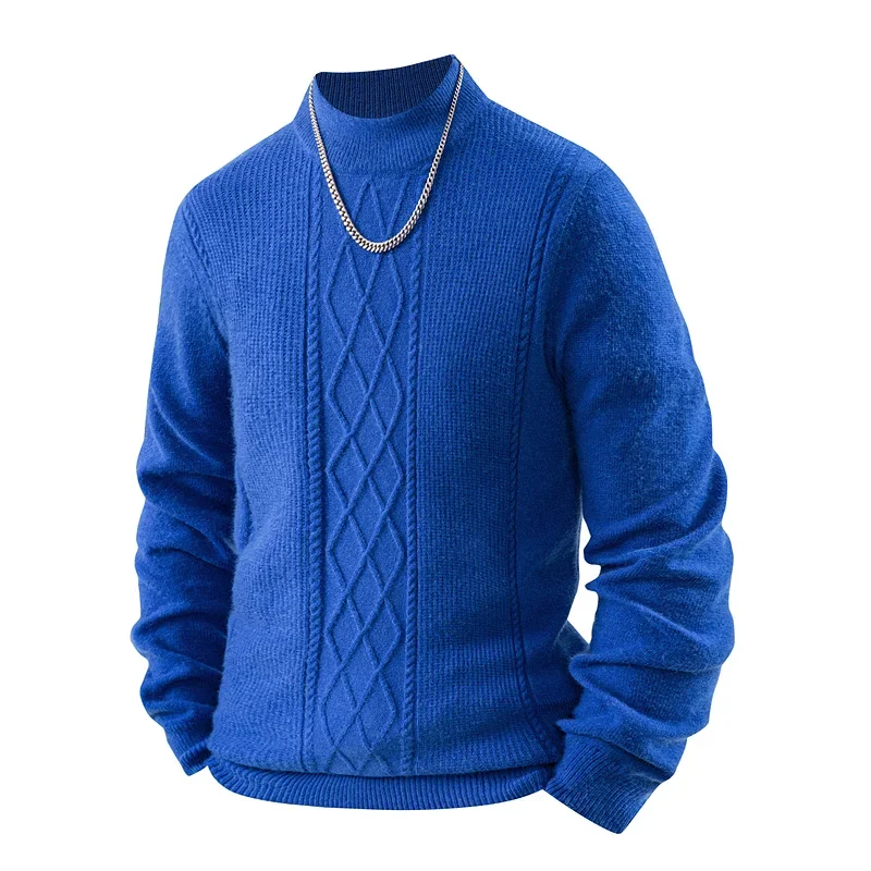 

2025 Winter Men's Premium Fleece Lined Sweater with Heavyweight Round Neck Thermal Design for Warm Casual Wear