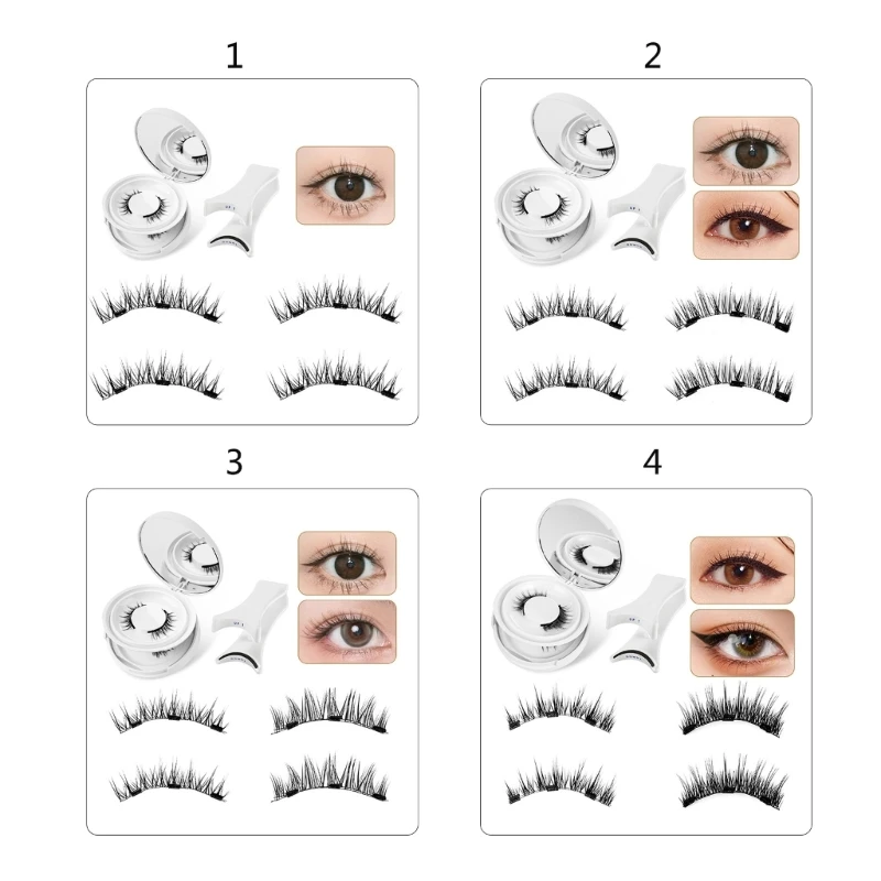 2 pary sztucznych rzęs Rzęsy magnetyczne Naturalny wygląd Sztuczne rzęsy Zestaw podwójnych rzęs Grube rzęsy na imprezę