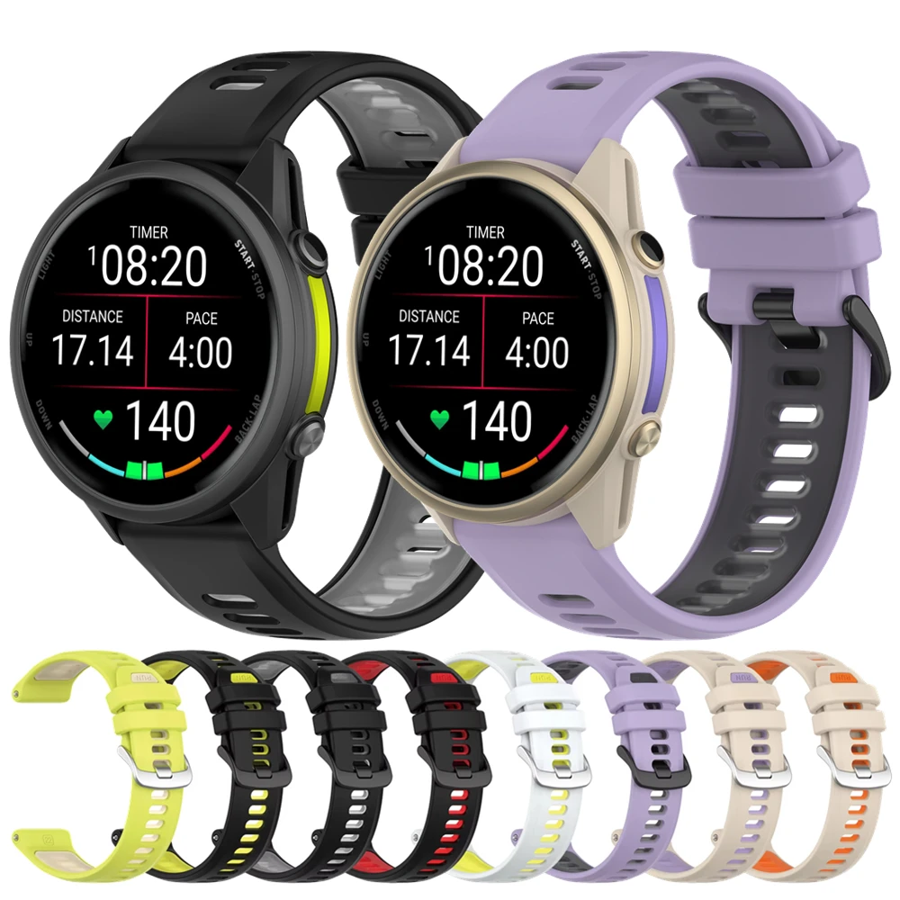 Bicolor Sport Strap For Garmin Forerunner 970 570 47mm 265 255 Music 965 955 Venu 3 2 Original Run Silicone Band 22mm Watchband