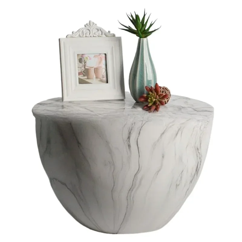 Modern simple marble table Shorty coffee table Light marble effect Ceramic small table
