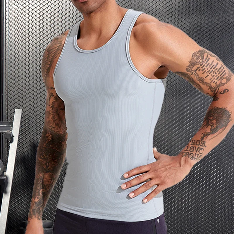 Men's Fitness Vest Tank Jogging Gym Sleeveless T-shirt Male Clothing Training Sweatshirt Running Sportswear Beachwear Tight Tops