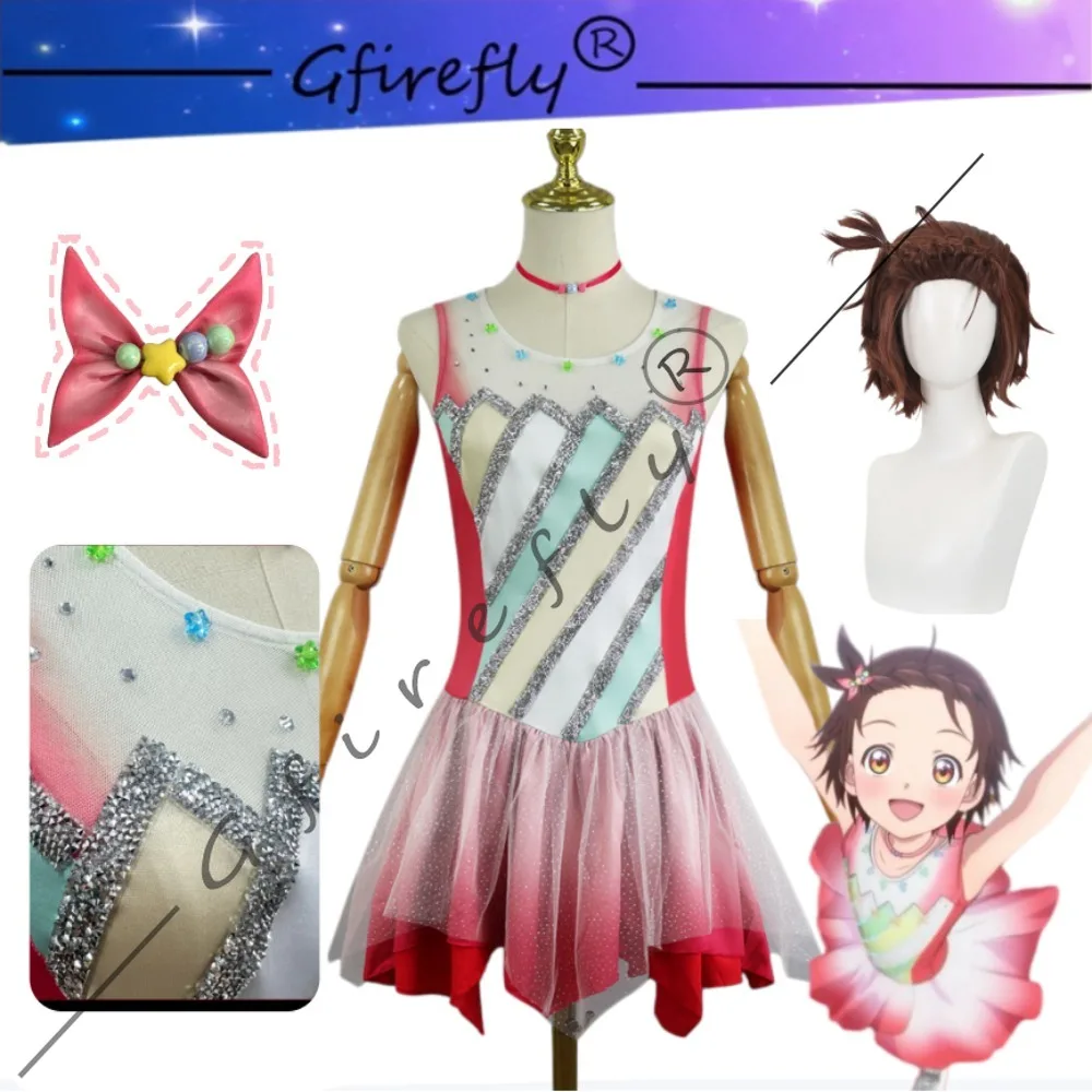 

Medalist Needy Skater Inori Cosplay Red Ice Skating Dress Wig Accessories Adult Women Halloween Comic Con Carnival Party Costume