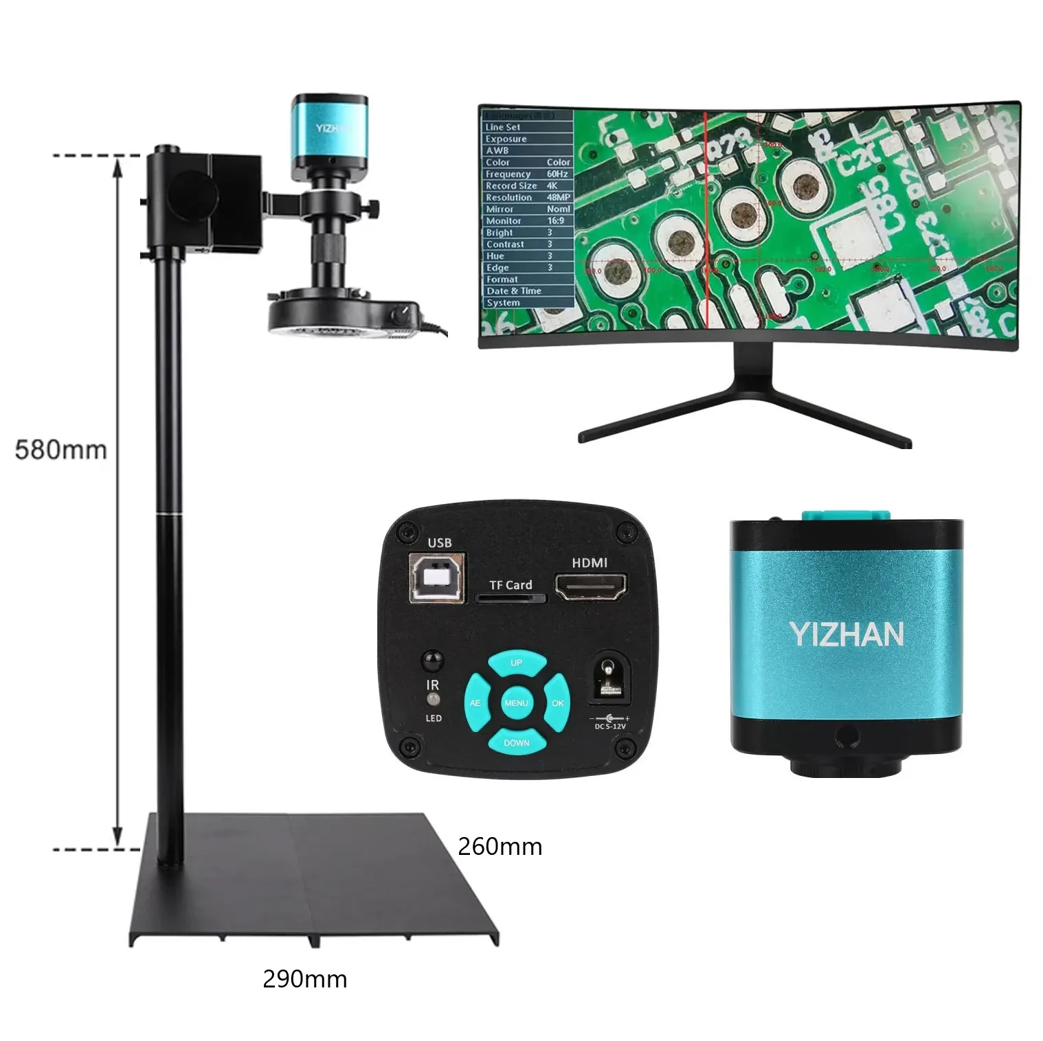 

48MP 4K Electronics Microscope 150X C-Mount Lens For Soldering Digital Microscope Camera PCB Repair