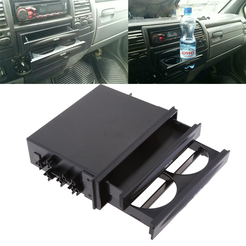 Universal Single Din Pocket Kit Car Drink Cup Holder In Dash Car One Din Audio Stereo Dashboard Pocket Car Storage Drawer Box