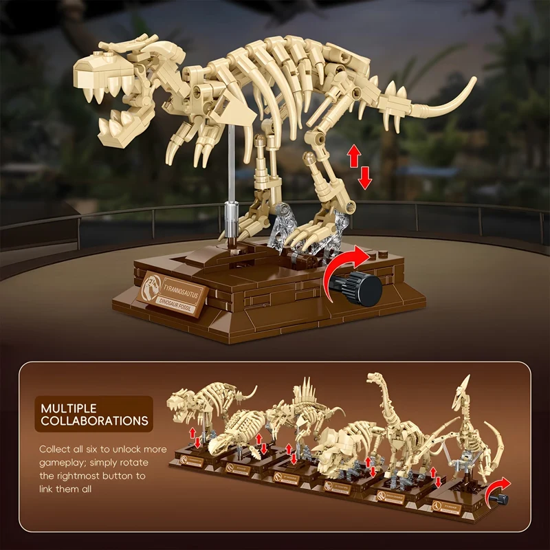 Blocchi da Costruzione Fossili di Scheletro di Dinosauro, Modello Tyrannosaurus Rex di Jurassic Park World, Mattoncini Regalo, Ornamenti e Decorazioni