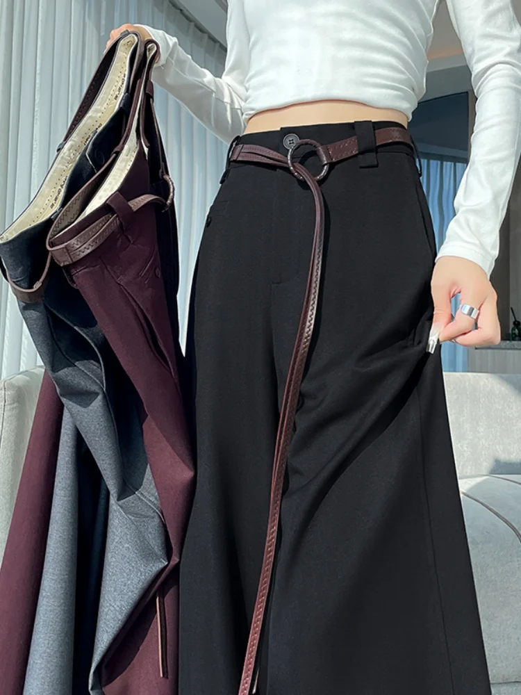 Black Straight Leg Suit Pants Women's Autumn 2026 High Waist Trousers Korean Style Narrow Wide Leg Pants Fashionable And Stylish