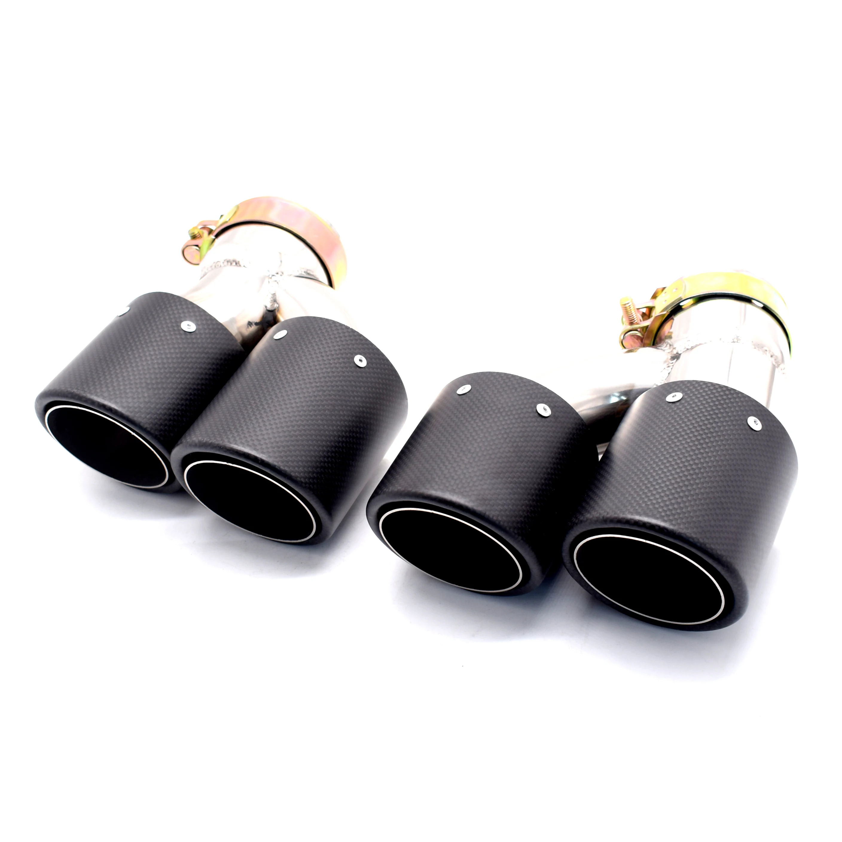 Clamp 304 Stainless Steel Car Black Dual Outlet Exhaust Muffler Tip Carbon Fiber Exhaust Pipe