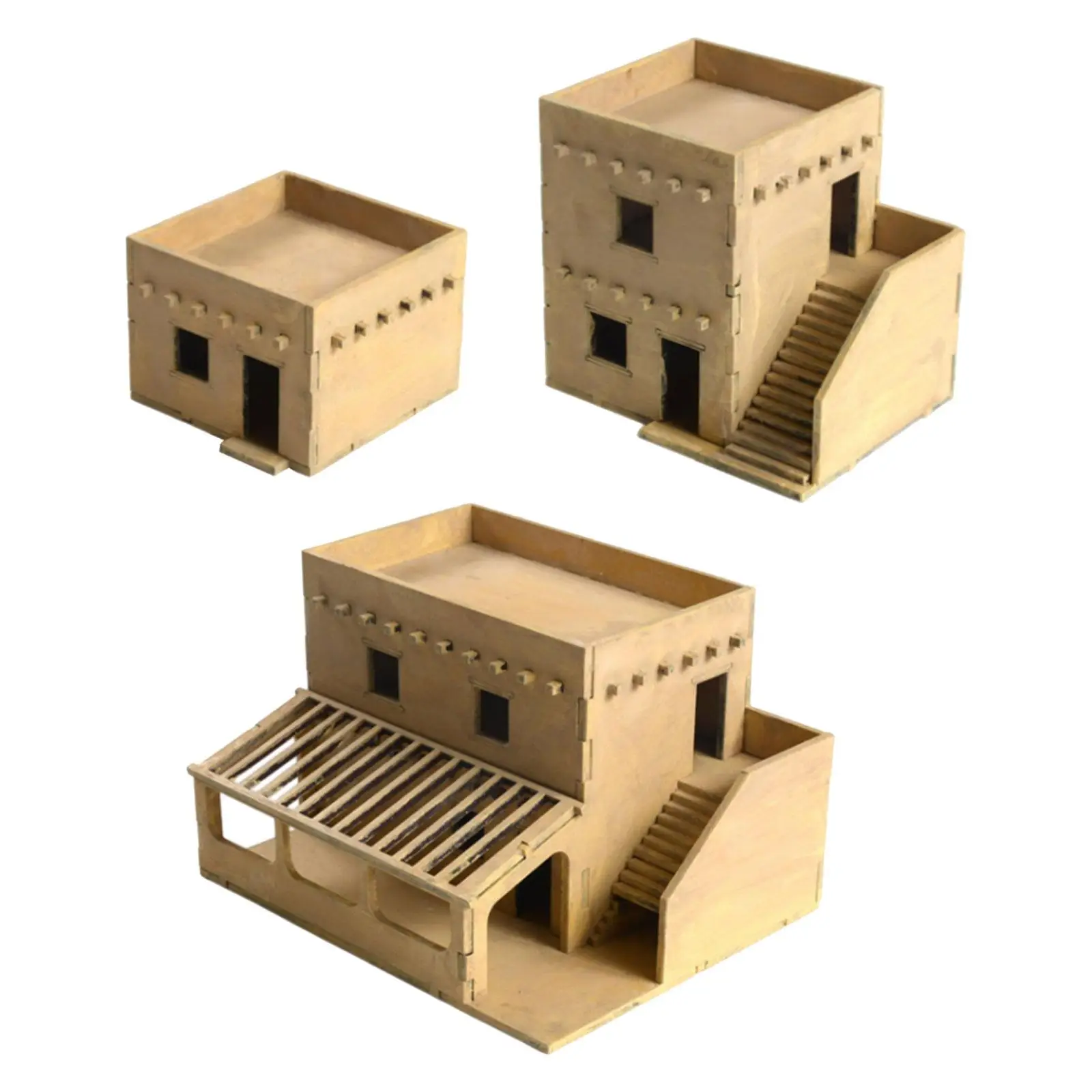 1/72 Miniature Wooden House Architecture Scene Layout Scenery for Sand Table Micro Landscape Diorama Model Railway Accessory