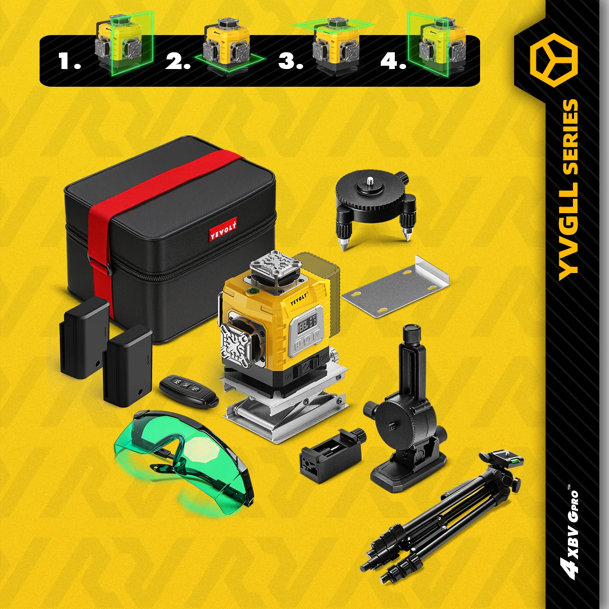 

YEVOLT YVGLL4XS16G 16-Line Multi-Plane Laser Level Multi-Plane Master Carpet Installation Baseline High Precision Woring Range