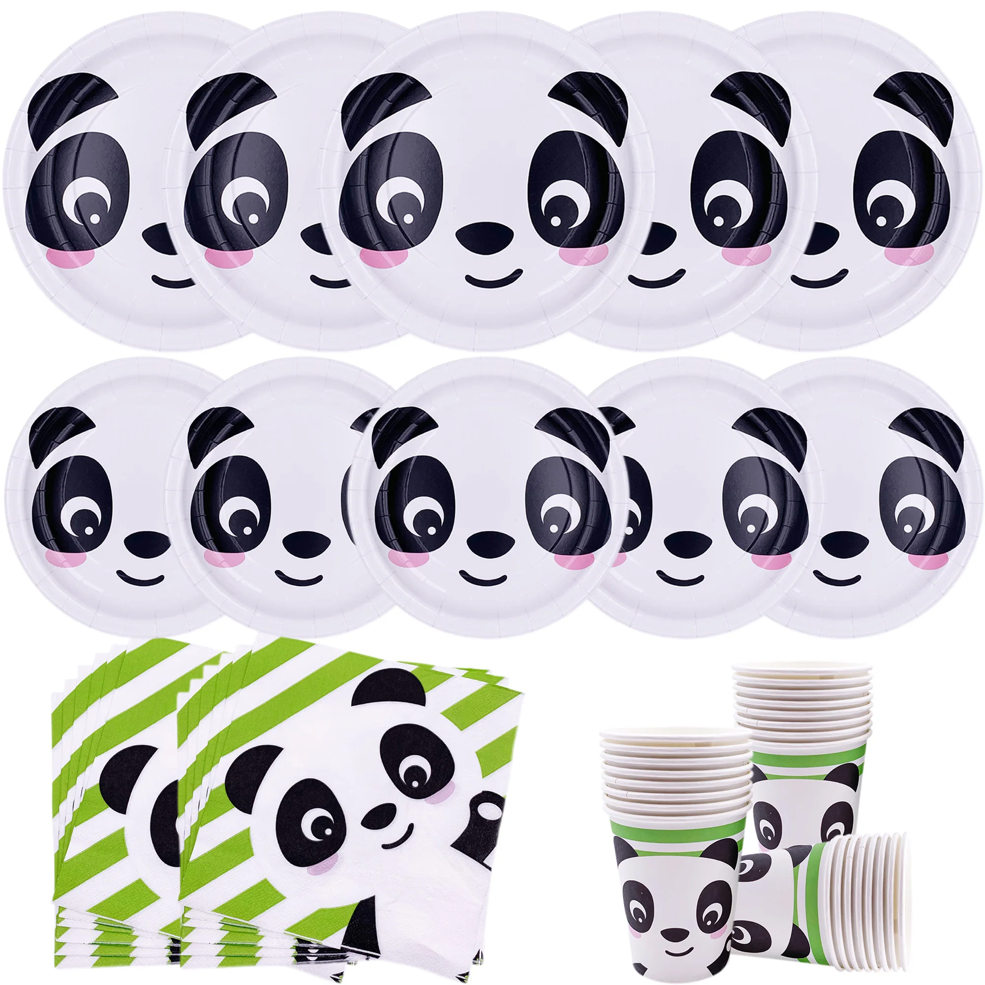 Panda Disposable Tableware Panda Plates Napkins Cups Birthday Party Supplies for Baby Shower Panda Party Birthday Decorations