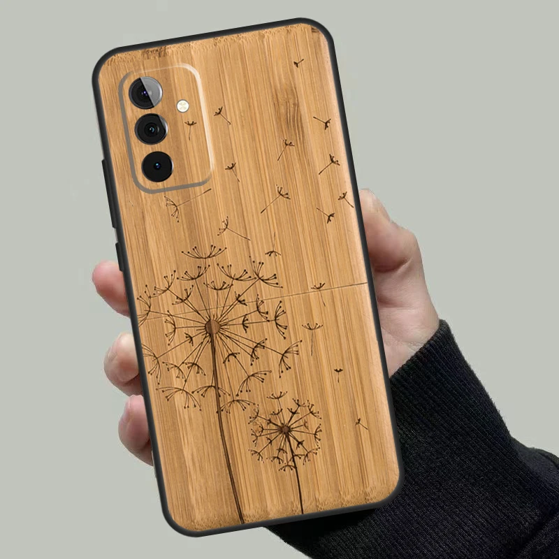 Natural Bamboo Wood Animal Print Case For Samsung Galaxy A53 A33 A23 A13 A52 A32 A22 A12 A51 A71 A14 A24 A34 A54 A52S Coque